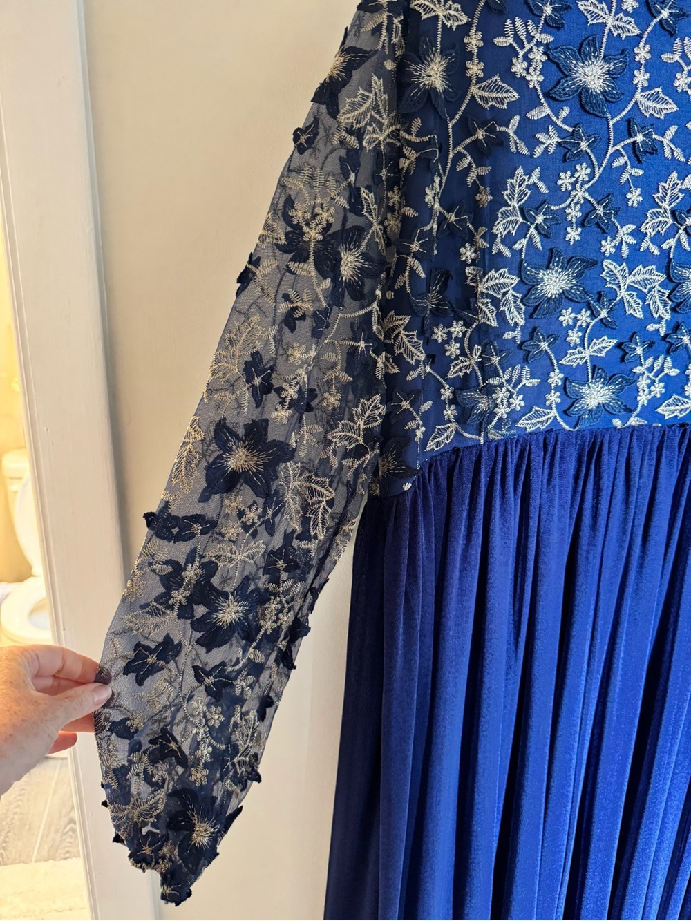 SHEIN Royal Blue Embroidered V-Neck Maxi Dress - Picture 5 of 5